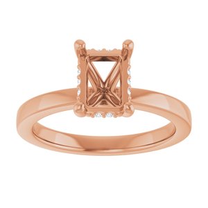 14K Rose Gold 7.5x5.5 mm Emerald .04 CTW Natural Diamond Semi-Set Engagement Ring