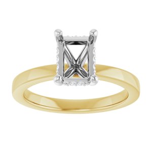 14K Yellow/White Gold 7.5x5.5 mm Emerald .04 CTW Lab-Grown Semi-Set Daimond Engagement Ring