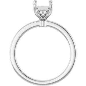 14K White Gold 7.5x5.5 mm Emerald .04 CTW Natural Diamond Semi-Set Engagement Ring