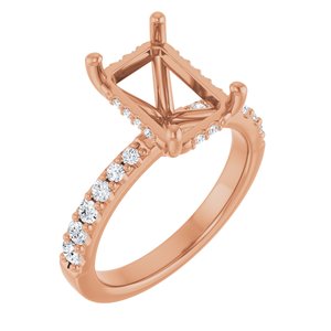 14K Rose Gold 10x7 mm Emerald 1/3 CTW Natural Diamond Semi-Set Engagement Ring