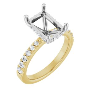 14K Yellow/White Gold 10x7 mm Emerald 3/8 CTW Lab-Grown Semi-Set Daimond Engagement Ring