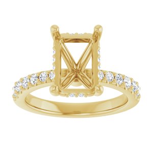 14K Yellow Gold 10x7 mm Emerald 1/3 CTW Natural Diamond Semi-Set Engagement Ring