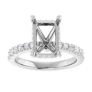 14K White Gold 10x7 mm Emerald 3/8 CTW Lab-Grown Semi-Set Daimond Engagement Ring