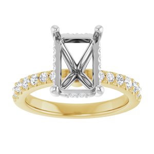 14K Yellow/White Gold 10x7 mm Emerald 1/3 CTW Natural Diamond Semi-Set Engagement Ring
