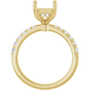 14K Yellow Gold 10x7 mm Emerald 3/8 CTW Lab-Grown Semi-Set Daimond Engagement Ring