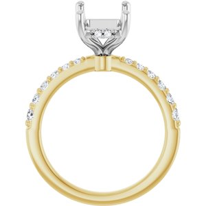 14K Yellow/White Gold 10x7 mm Emerald 1/3 CTW Natural Diamond Semi-Set Engagement Ring