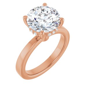 14K Rose Gold 10 mm Round 1/10 CTW Lab-Grown Semi-Set Daimond Engagement Ring