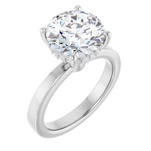 Platinum 10 mm Round 1/10 CTW Lab-Grown Semi-Set Daimond Engagement Ring