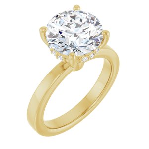 14K Yellow Gold 10 mm Round 1/10 CTW Natural Diamond Semi-Set Engagement Ring