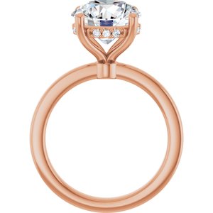 14K Rose Gold 10 mm Round 1/10 CTW Natural Diamond Semi-Set Engagement Ring