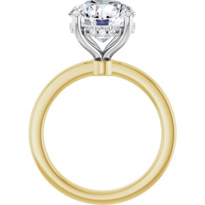 14K Yellow/White Gold 10 mm Round 1/10 CTW Natural Diamond Semi-Set Engagement Ring