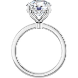 14K White Gold 10 mm Round 1/10 CTW Natural Diamond Semi-Set Engagement Ring