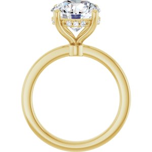 14K Yellow Gold 10 mm Round 1/10 CTW Natural Diamond Semi-Set Engagement Ring