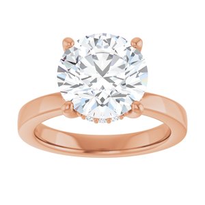14K Rose Gold 10 mm Round 1/10 CTW Lab-Grown Semi-Set Daimond Engagement Ring
