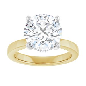 14K Yellow/White Gold 10 mm Round 1/10 CTW Lab-Grown Semi-Set Daimond Engagement Ring