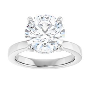 Platinum 10 mm Round 1/10 CTW Natural Diamond Semi-Set Engagement Ring