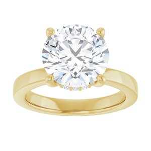 14K Yellow Gold 10 mm Round 1/10 CTW Natural Diamond Semi-Set Engagement Ring
