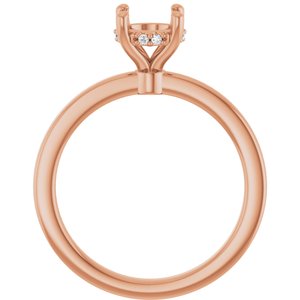 14K Rose Gold 6.5 mm Round .03 CTW Natural Diamond Semi-Set Engagement Ring