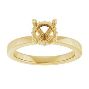 14K Yellow Gold 6.5 mm Round .03 CTW Lab-Grown Semi-Set Daimond Engagement Ring