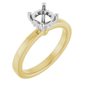 14K Yellow/White Gold 6.5 mm Round .03 CTW Lab-Grown Semi-Set Daimond Engagement Ring