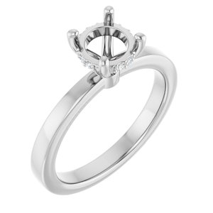 14K White Gold 6.5 mm Round .03 CTW Natural Diamond Semi-Set Engagement Ring