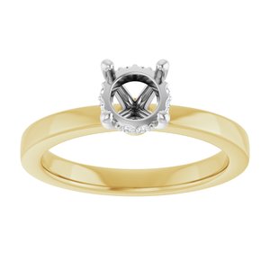 14K Yellow/White Gold 5.8 mm Round .03 CTW Natural Diamond Semi-Set Engagement Ring