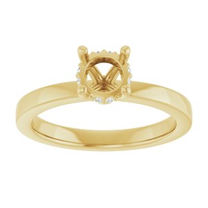 14K Yellow Gold 5.8 mm Round .03 CTW Lab-Grown Semi-Set Daimond Engagement Ring