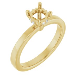14K Yellow Gold 5.8 mm Round .03 CTW Lab-Grown Semi-Set Daimond Engagement Ring