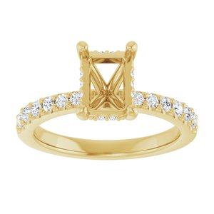14K Yellow Gold 7.5x5.5 mm Emerald 1/6 CTW Natural Diamond Semi-Set Engagement Ring