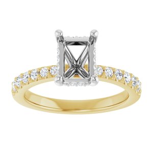 14K Yellow/White Gold 7.5x5.5 mm Emerald 1/3 CTW Lab-Grown Semi-Set Daimond Engagement Ring