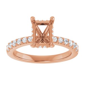 14K Rose Gold 7.5x5.5 mm Emerald 1/3 CTW Lab-Grown Semi-Set Daimond Engagement Ring
