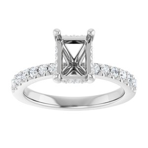 Platinum 7.5x5.5 mm Emerald 1/6 CTW Natural Diamond Semi-Set Engagement Ring