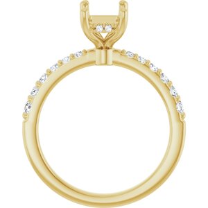 14K Yellow Gold 7.5x5.5 mm Emerald 1/6 CTW Natural Diamond Semi-Set Engagement Ring