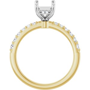 14K Yellow/White Gold 7.5x5.5 mm Emerald 1/6 CTW Natural Diamond Semi-Set Engagement Ring