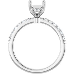 14K White Gold 7.5x5.5 mm Emerald 1/6 CTW Natural Diamond Semi-Set Engagement Ring