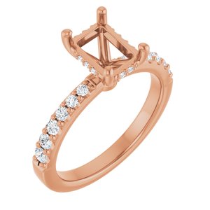 14K Rose Gold 7.5x5.5 mm Emerald 1/6 CTW Natural Diamond Semi-Set Engagement Ring