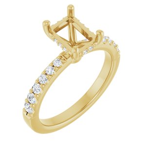 14K Yellow Gold 7.5x5.5 mm Emerald 1/6 CTW Natural Diamond Semi-Set Engagement Ring
