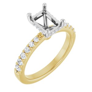 14K Yellow/White Gold 7.5x5.5 mm Emerald 1/3 CTW Lab-Grown Semi-Set Daimond Engagement Ring