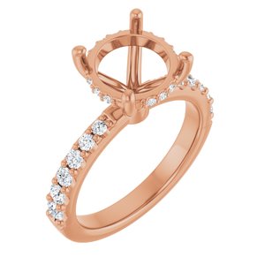14K Rose Gold 9.4 mm Round 1/2 CTW Lab-Grown Semi-Set Daimond Engagement Ring