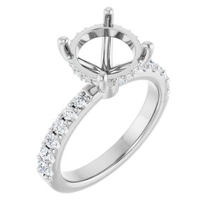 14K White Gold 9.4 mm Round 1/2 CTW Lab-Grown Semi-Set Daimond Engagement Ring