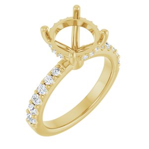 14K Yellow Gold 9.4 mm Round 1/2 CTW Lab-Grown Semi-Set Daimond Engagement Ring