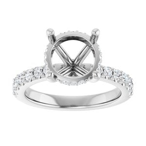 14K White Gold 9.4 mm Round 1/2 CTW Lab-Grown Semi-Set Daimond Engagement Ring