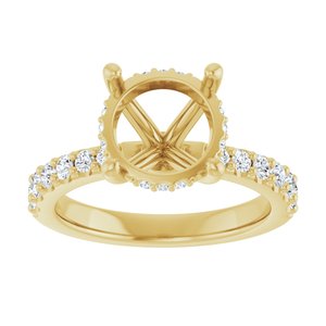 14K Yellow Gold 9.4 mm Round 1/2 CTW Lab-Grown Semi-Set Daimond Engagement Ring