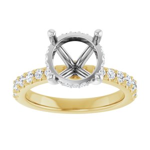 14K Yellow/White Gold 9.4 mm Round 3/8 CTW Natural Diamond Semi-Set Engagement Ring