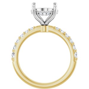 14K Yellow/White Gold 9.4 mm Round 1/2 CTW Lab-Grown Semi-Set Daimond Engagement Ring