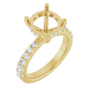 14K Yellow Gold 10 mm Round 1/2 CTW Lab-Grown Semi-Set Daimond Engagement Ring