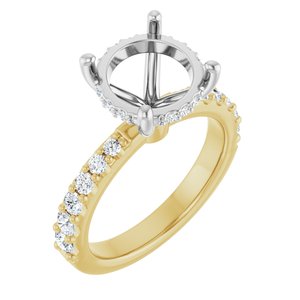 14K Yellow/White Gold 10 mm Round 1/2 CTW Natural Diamond Semi-Set Engagement Ring