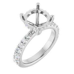 14K White Gold 10 mm Round 1/2 CTW Lab-Grown Semi-Set Daimond Engagement Ring