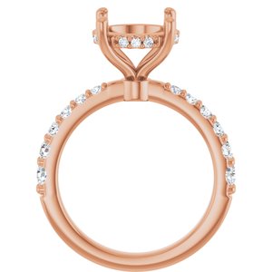 14K Rose Gold 10 mm Round 1/2 CTW Natural Diamond Semi-Set Engagement Ring