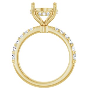 14K Yellow Gold 10 mm Round 1/2 CTW Lab-Grown Semi-Set Daimond Engagement Ring